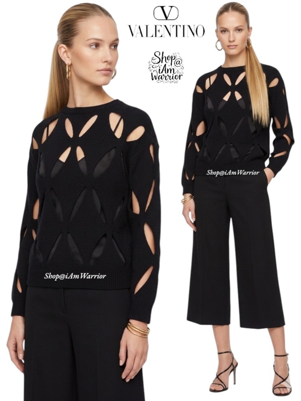 Valentino Black Virgin Wool Cutout Sweater – Runway Edition *shop@iamwarrior